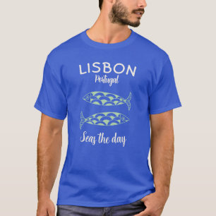 Custom Lisbon Portugal Coastal Travel Green Fish T-Shirt
