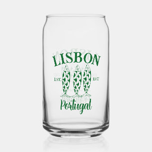 Custom Lisbon Portugal Est Text White Can Glass