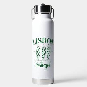 Custom Lisbon Portugal Est Text White Water Bottle