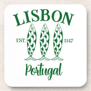 Custom Lisbon Portugal Text Green Coaster