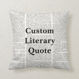 Custom Literature Quote, Book Page Background Cushion
