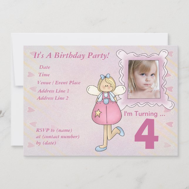 Custom Little Angel Birthday Party Invitation (Front)