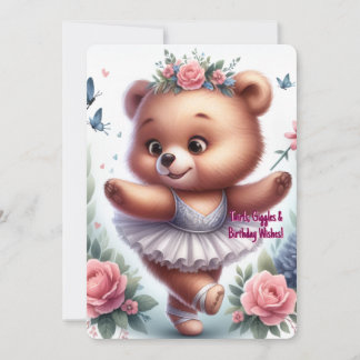 Custom Little Ballerina Bear Birthday Invitation