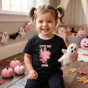Custom Little Boo Pinkoween Watercolor Ghost Toddler T-Shirt