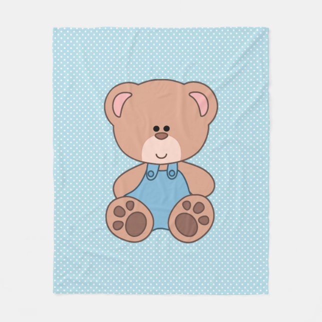 Custom Little Boy Bear Fleece Blanket (Front)