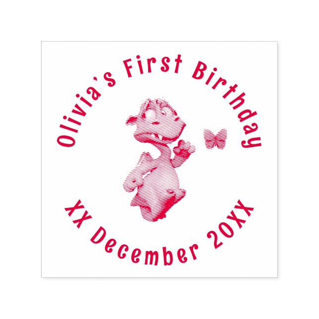 Custom Little Dragon First Birthday Stamp (Design)