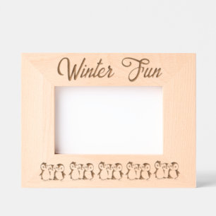 Custom Little Penguins, Winter, 4 x 6" Landscape   Etched Frames