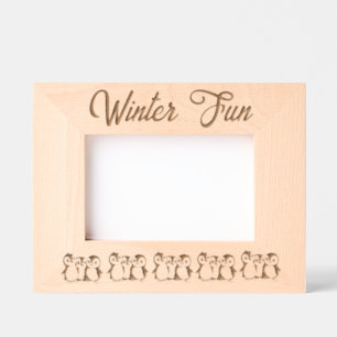 Custom Little Penguins, Winter, 6 x 4" Landscape   Etched Frames