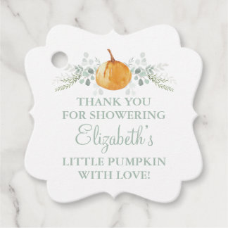 Custom Little Pumpkin Neutral Baby Shower Favour Tags