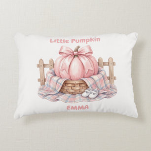 Custom Little Pumpkin Pinkoween Baby Watercolor Decorative Cushion