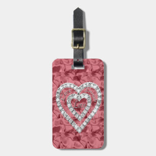 Custom Live Laugh Love Diamond Heart Luggage Tag