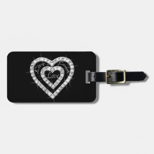 Custom Live Laugh Love Diamond Heart Luggage Tag