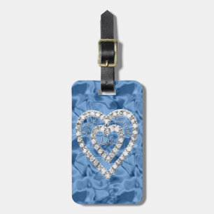 Custom Live Laugh Love Diamond Heart Luggage Tag