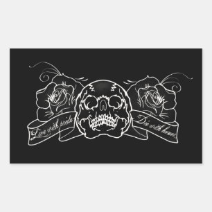 Custom Live With Pride Die With Honour Skull Roses Rectangular Sticker