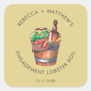 Custom Lobster Boil Engagement Party Square Sticker