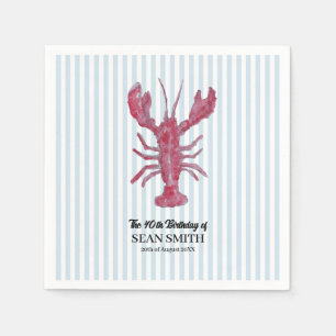Custom Lobster Boil Nautical Blue Stripe Napkin