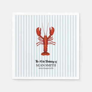 Custom Lobster Boil Nautical Blue Stripe Napkin