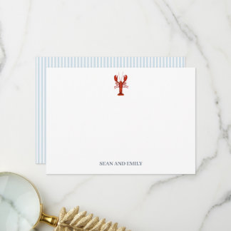 Custom Lobster Painting Nautical Stationary Thank You Card