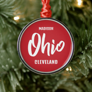 Custom Location, Name & Color Ohio Metal Tree Decoration