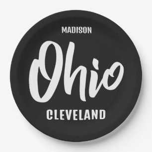 Custom Location, Name & Color Ohio Paper Plate