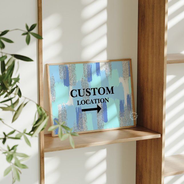 Custom Location Sign Preppy Dorm Decor Blue (Custom Location Sign Preppy Dorm Decor Blue)