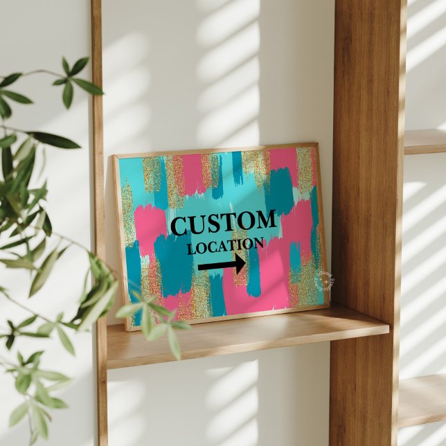 Custom Location Sign Preppy Dorm Decor Blue/Pink (Custom Location Sign Preppy Dorm Decor Blue/Pink)