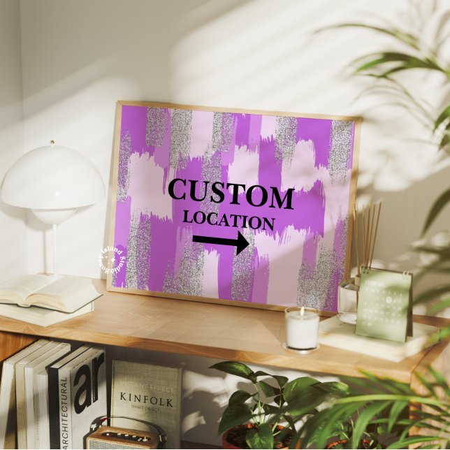Custom Location Sign Preppy Dorm Decor Purple (Custom Location Sign Preppy Dorm Decor Purple)