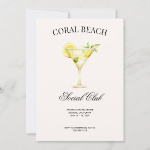 Custom Location Social Club Lemon Cocktail Bach Invitation