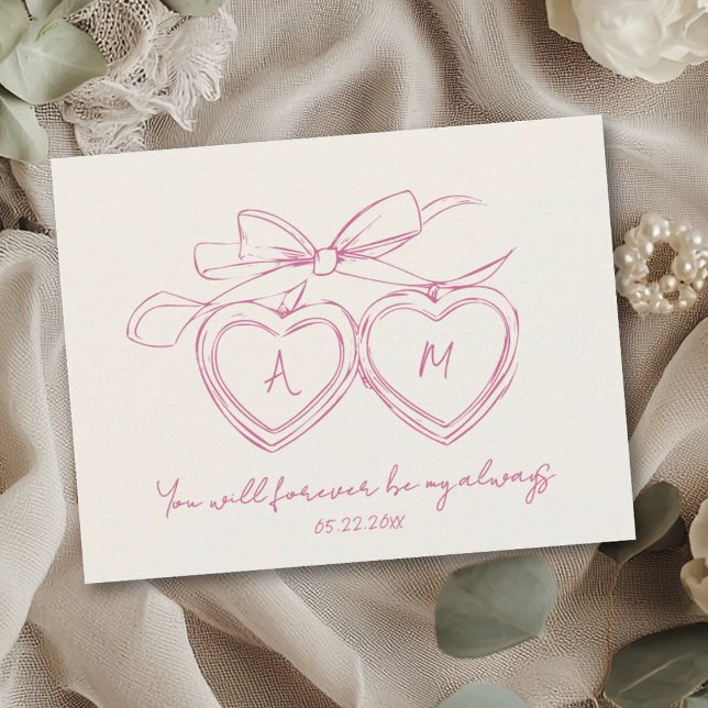 Custom Locket for Couple Anniversary Cute Monogram Holiday Card (Creator Uploaded)