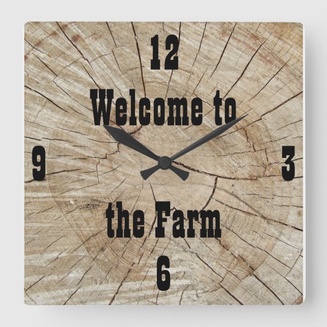 Custom, Log Cabin, Country, Farm Square Wall Clock (Front)