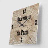 Custom, Log Cabin, Country, Farm Square Wall Clock (Angle)