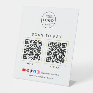 Custom Logo 2 QR Code Social Media Business Sign