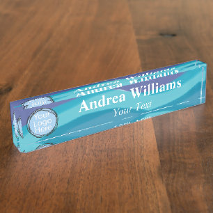 Custom Logo Abstract Watercolor Stripes Nameplate