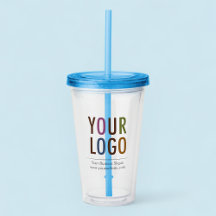 Custom Logo Acrylic Tumbler with Straw No Minimum