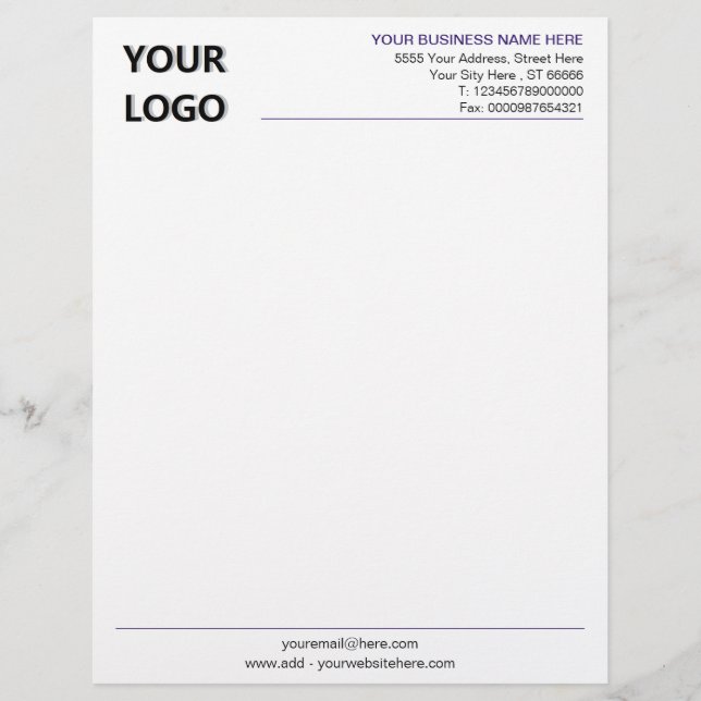 Custom Logo Address Info Colours Design Letterhead (Front)