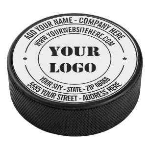 Custom Logo Address Name Website Text Hockey Puck