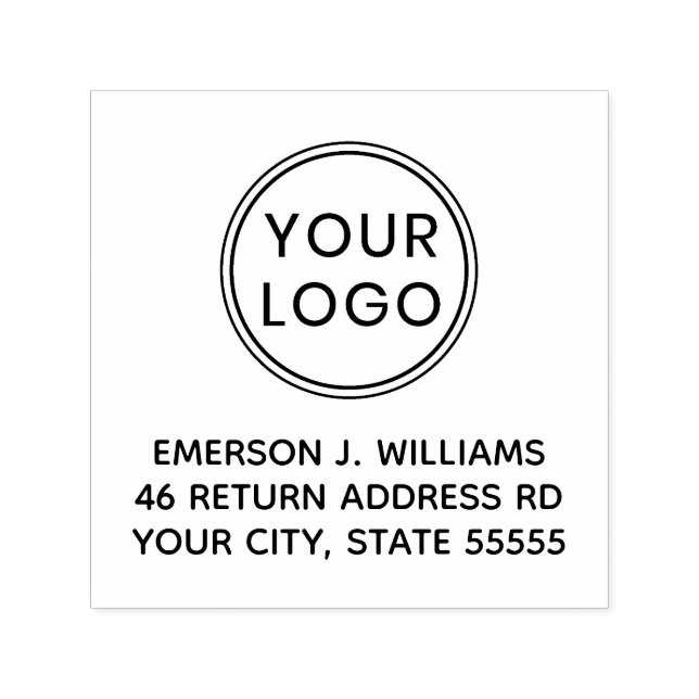 Custom logo and address or text self-inking stamp (Design)