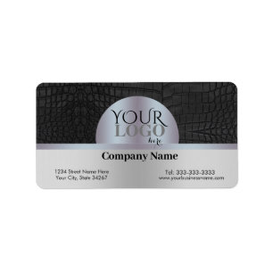 Custom Logo and Company Name Faux Black Crocodile Label