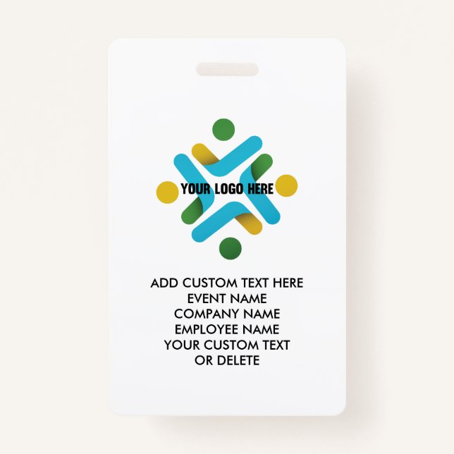 Custom Logo and Custom Text Event Company Business ID Badge (Front)