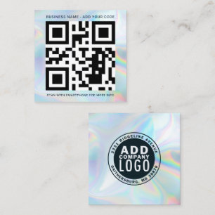 Custom Logo and QR Code Holographic Professional Square Business Card