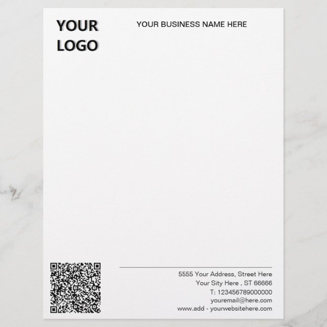 Custom Logo and QR Code Name Address Letterhead (Front)