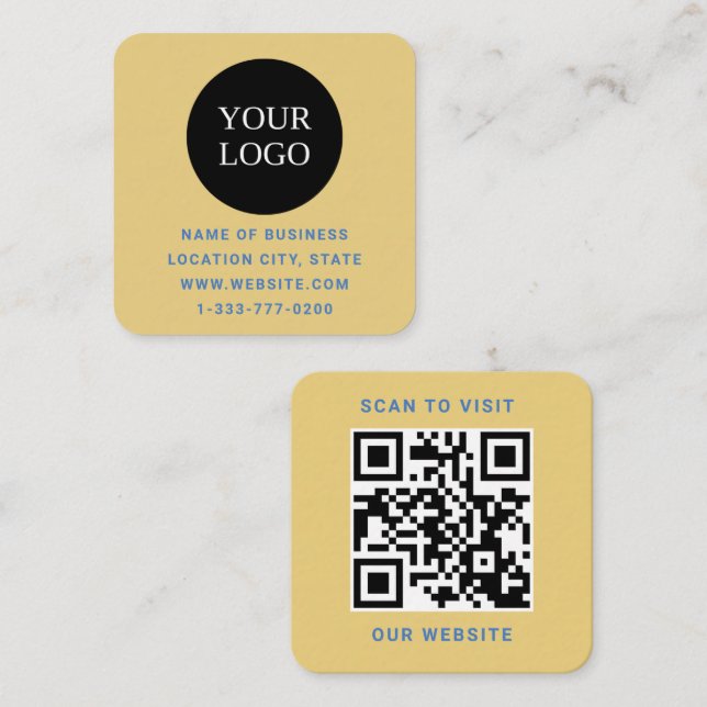Custom Logo and QR Code   Square Business Card (Front/Back)