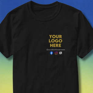 Custom Logo and Social Media Business T-Shirt