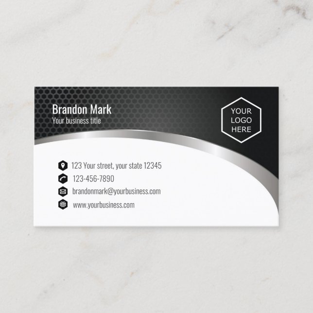 Custom Logo and Text Auto Carbon Business Card (Front)