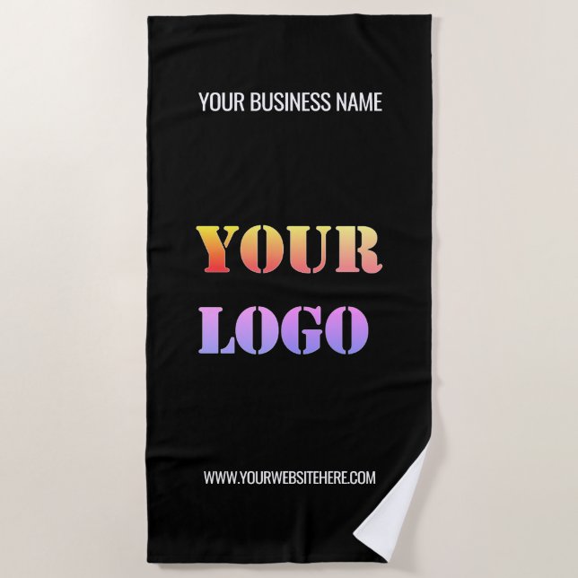 Custom Logo and Text Beach Towel - Choose Colours (Front)