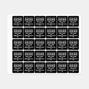 ➤ Custom Logo and Text Black Fabric Clothing Label