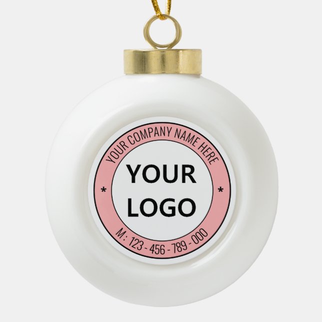 Custom Logo and Text Business Christmas Ornament (Front)