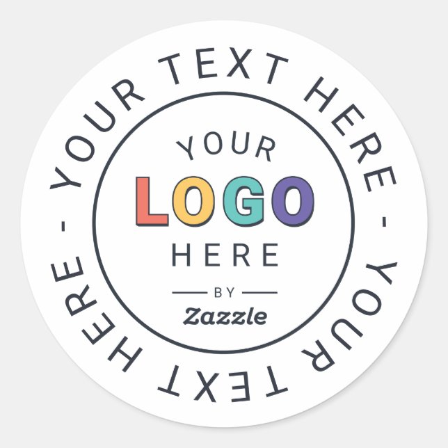 Custom Logo and Text Business Classic Round Sticker (Front)