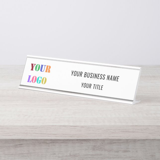 Custom Logo and Text Business Desk Name Plate (Front)