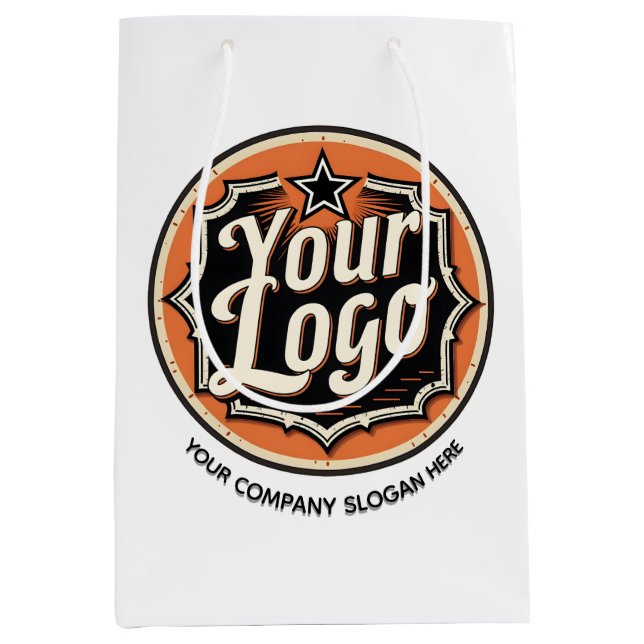 Custom Logo and Text Business Medium Gift Bag (Front)